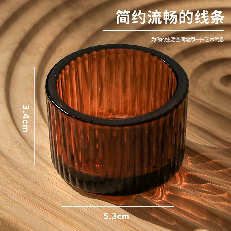 竖纹蜡烛杯空杯玻璃香薰杯容器北欧装饰浪漫烛台创意简约蜡烛杯子|undefined