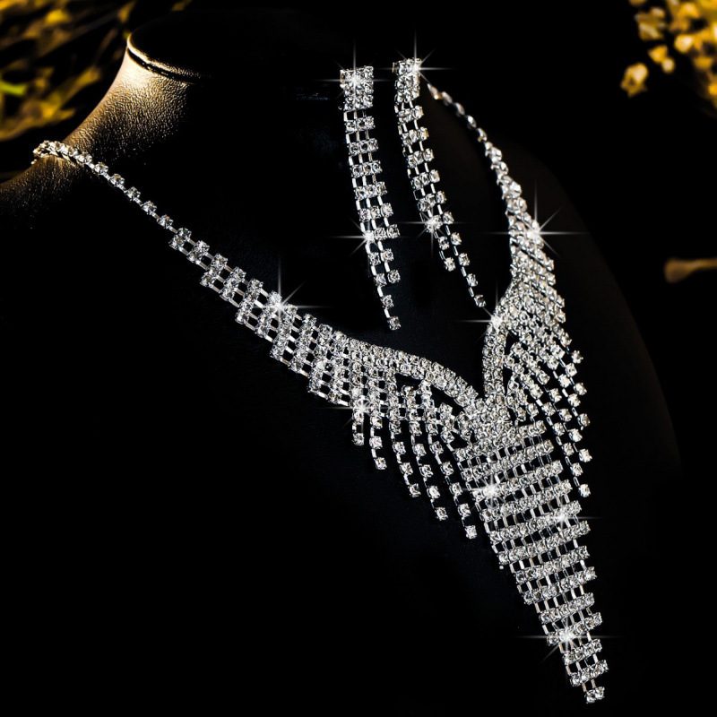 bruidssieraden ketting oorbellen sieradenset banketjurk ketting modieus en veelzijdig temperament accessoires_voghion.com