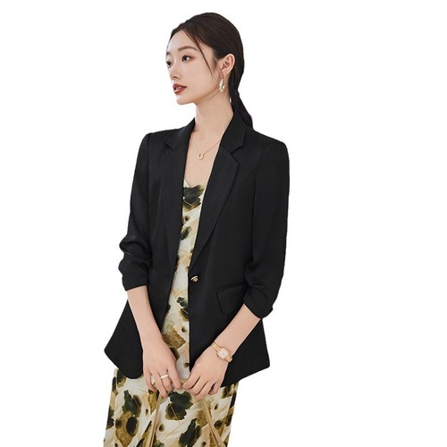 Mid-sleeve small blazer women's spring 2024 new high-end suit suspender skirt professional suit skirt two-piece set