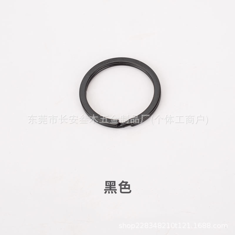 工場直売亜鉛合金キーホルダーマットブラック電気泳動フラットリングKC金キーリング明るいクロムキーリング|undefined