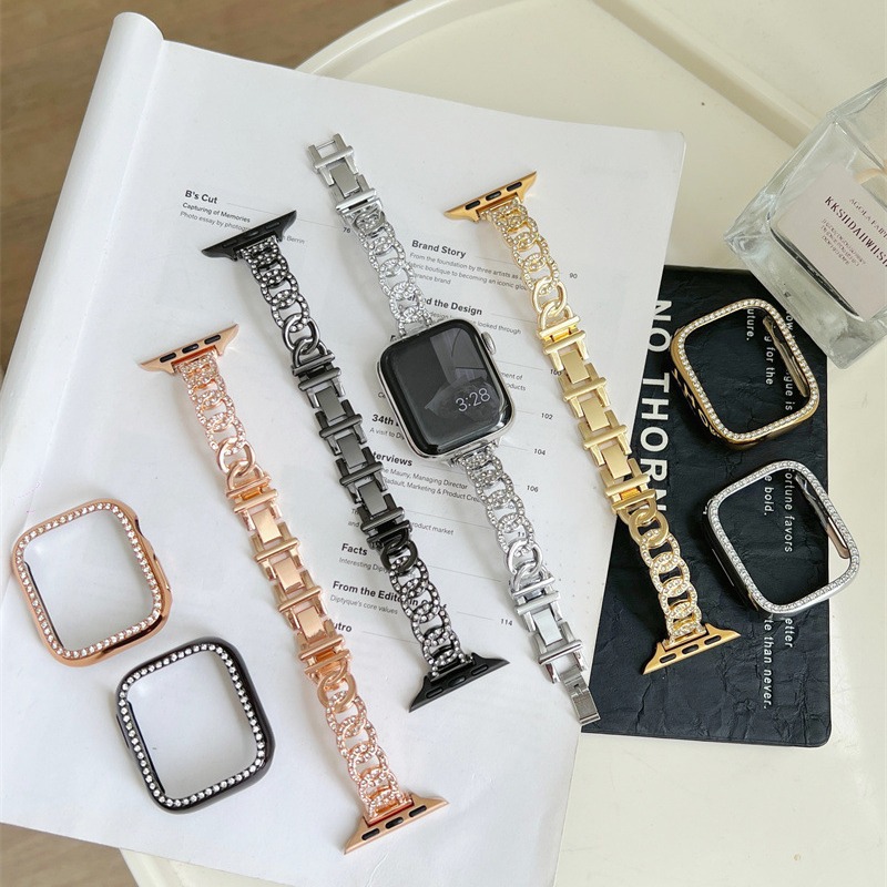 For Apple Watch iwatchs9 Watch Band applewatchse Summer S8 Metal S7 Women's High-end Sense