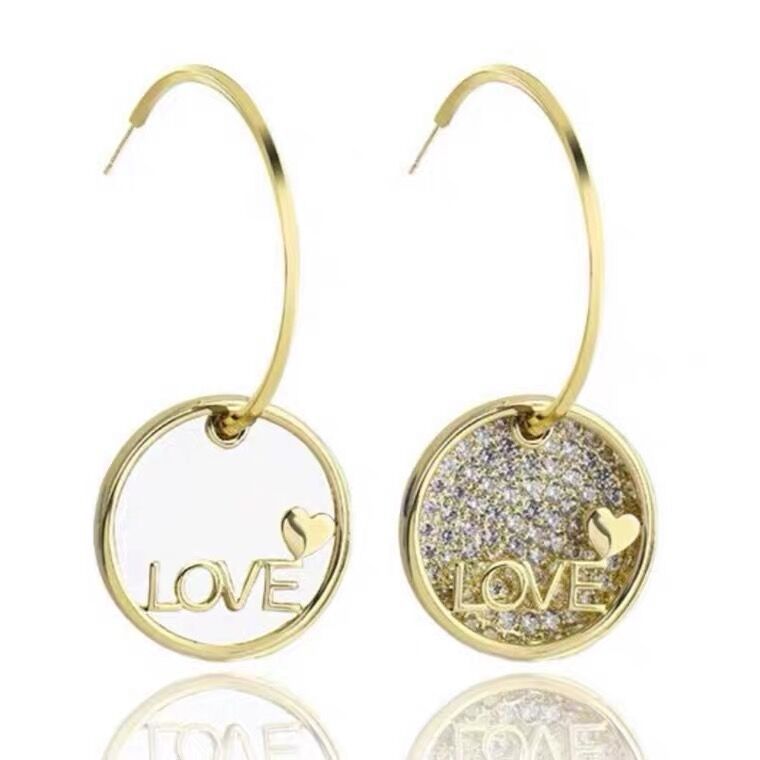 fashion threedimensional letter LOVE inlaid shell alloy earringspicture5