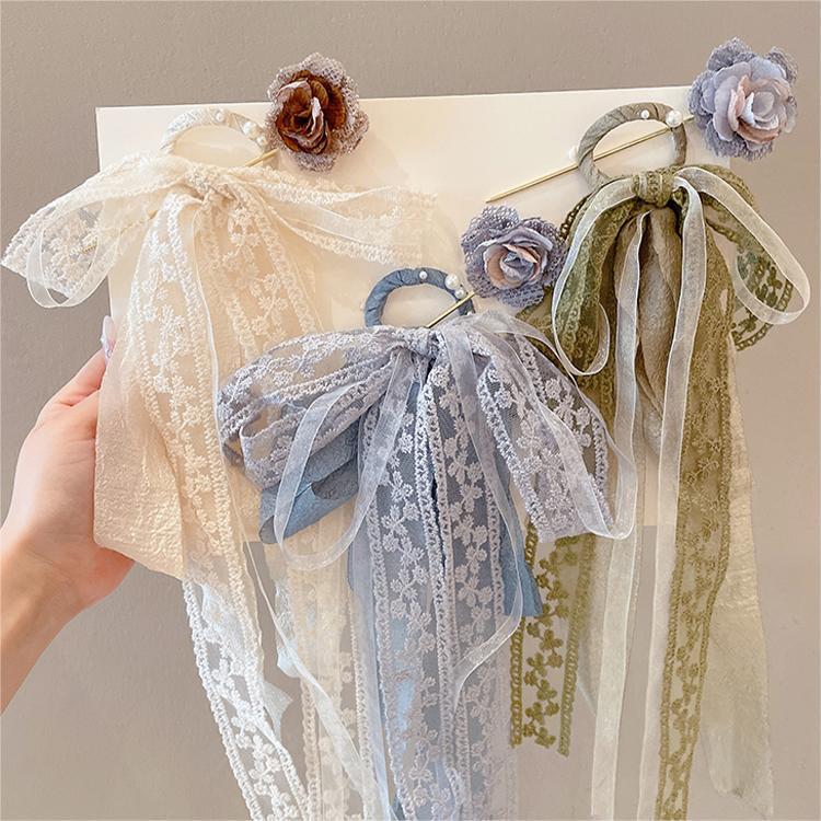 Cuerda de malla para el cabello, banda de goma, serpentina de flores, horquilla de estilo antiguo, nueva horquilla de pelo de estilo chino, bufanda de seda de verano, horquilla