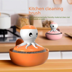 Kitchen household detergent for cleaning pots and pans, non-stick automatic squeeze steel ball dishwashing brush