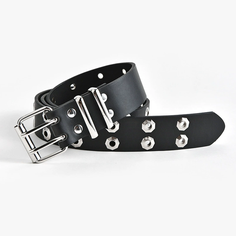 Новый панк ремень hollow повседневное декор octagonal eyelet пряжка двойной ряд выпуклая форма трендовый ремень для женщин в наличии