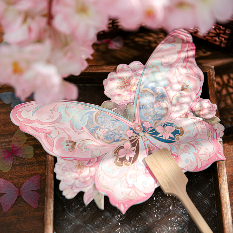 Papel de tinta Sr. Fan de grupo de mariposa de estilo nacional Fan de grupo de mariposa Dream Cloud Shoulder Vintage Photography Match Props Fan de grupo de bordilla