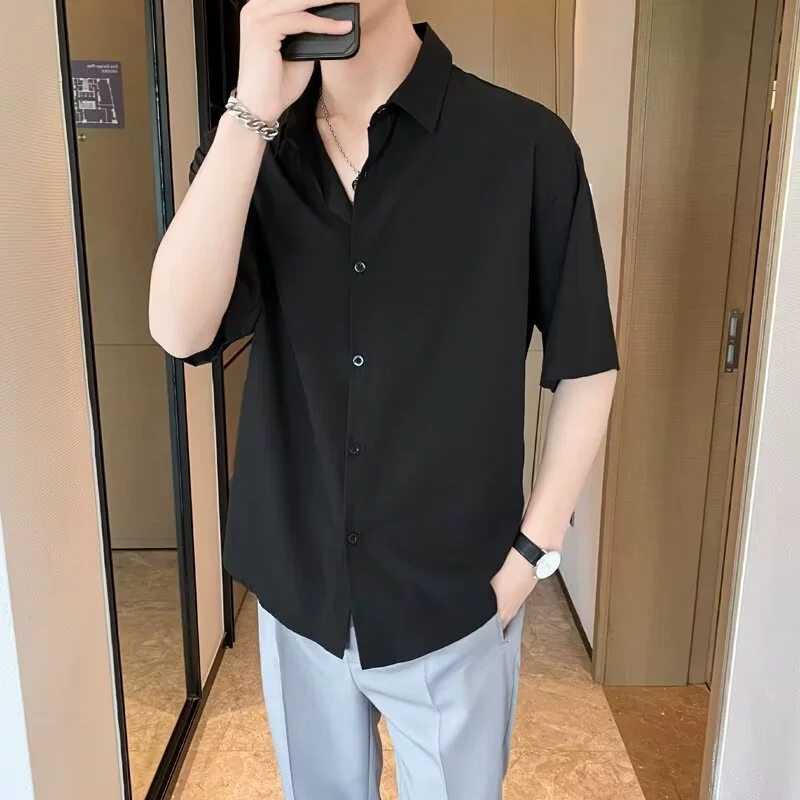 Рубашка мужская рубашка с короткими рукавами дизайн чувство нишевые летние тонкие подвески