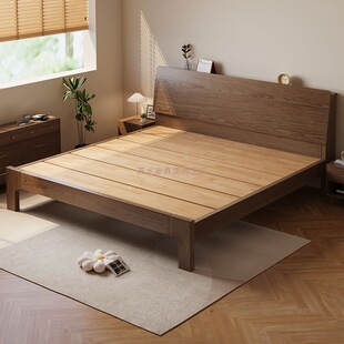 Solid Wood Bed Modern Simple Oak Bed Home All Solid Wood Single and Double Bed Master Bedroom 1.8m Accessible Luxury Tatami Bed Frame