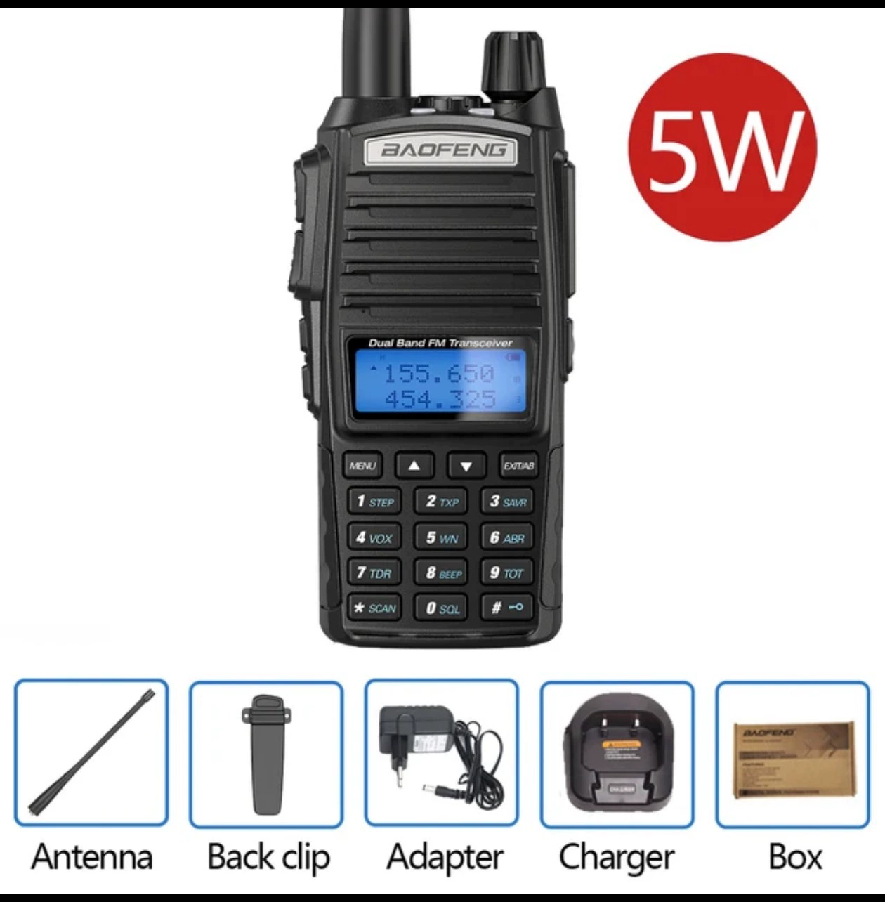 Портативная рация Baofeng UV-82, двухдиапазонная 5W/8W, двойной PTT, варианты длинной батареи