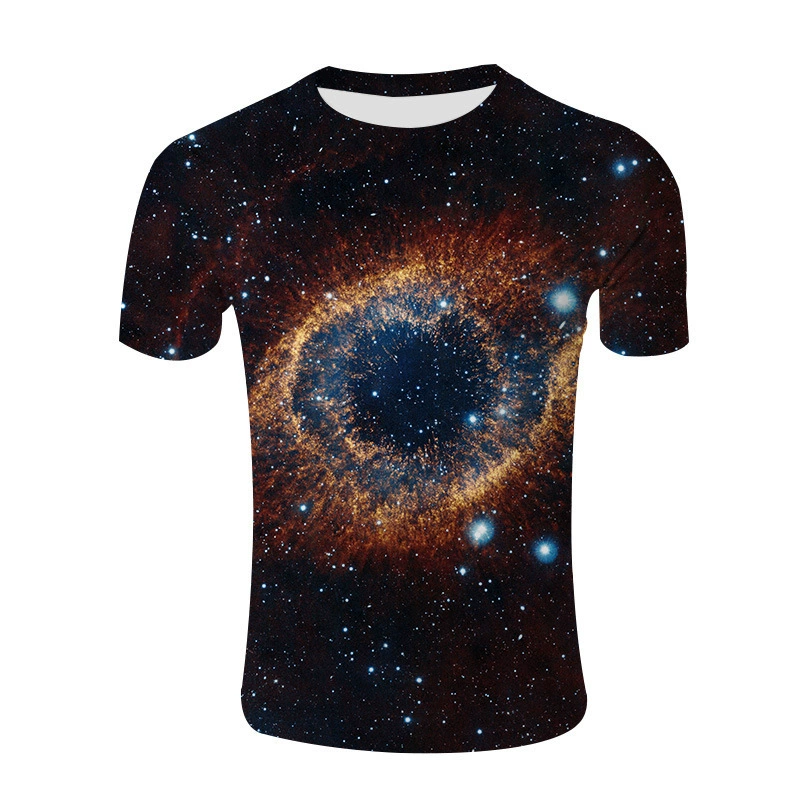 AliExpress Amazon Подростковая летняя футболка с 3D цифровым принтом и звездами, свободная повседневная футболка с коротким рукавом для сада