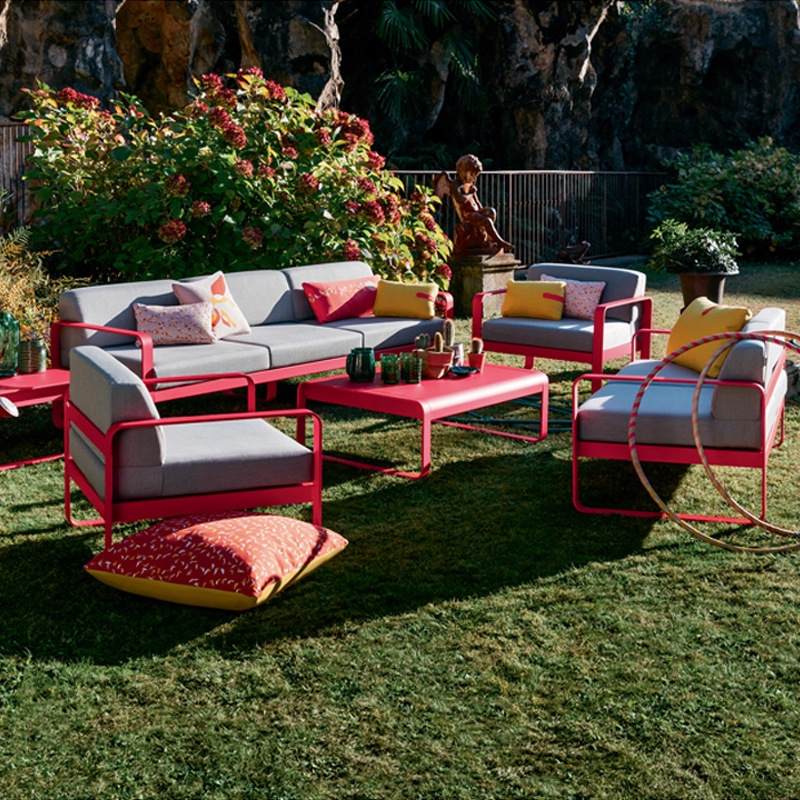 Sofá de patio al aire libre minimalista balcón combinación de ocio al aire libre jardín villa sofá de aluminio impermeable