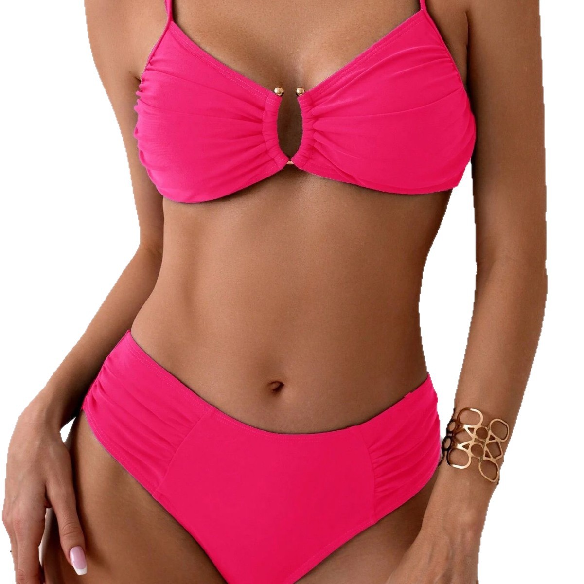 Solid Color Two-Piece Bikini Set For Women, Trendy Swimwear With Comfortable Fit, Versatile Beach & Pool Swimsuit_ecoleips.com
