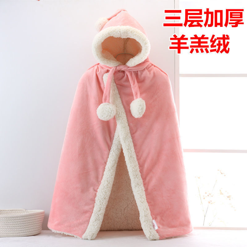 baby cloak baby thickening Autumn and winter go out Windbreak Cape Adidas Plush Winter clothes Hooded Shawl coat