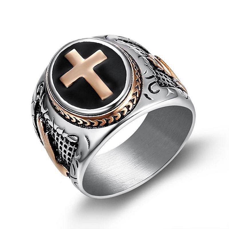 1 Piece Hip-hop Cross Titanium Steel Plating Men's Rings display picture 3