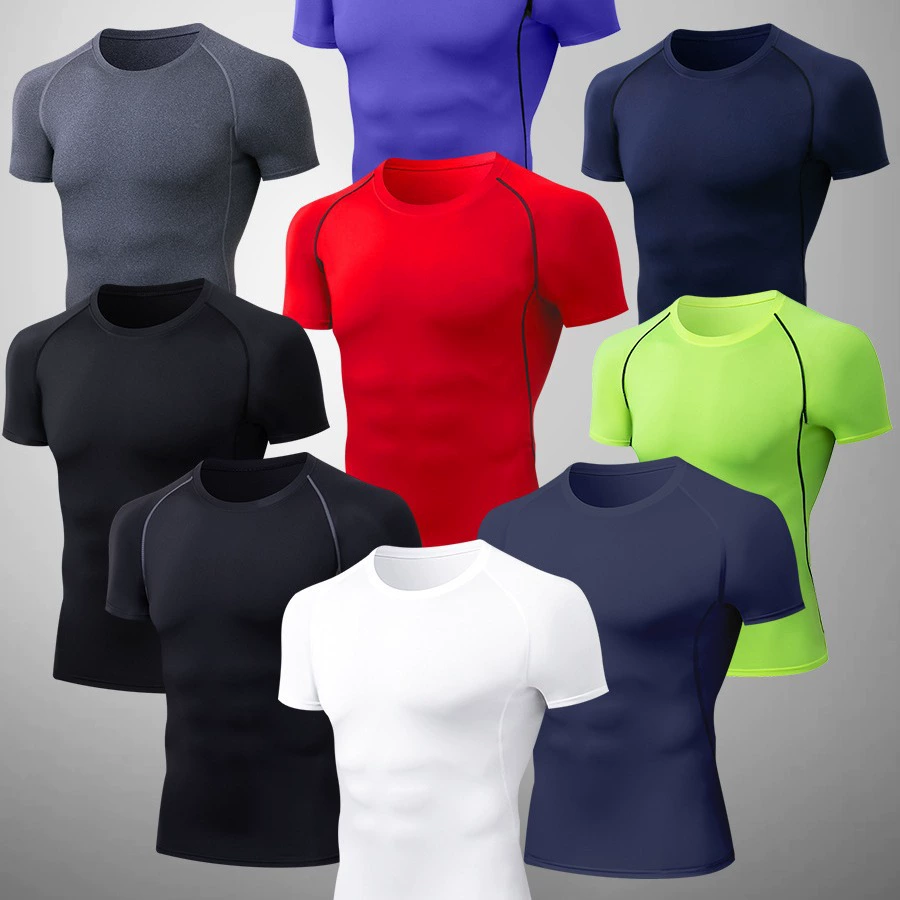 Мужская спортивная обтягиваемость с короткими рукавами тренировочная спортивная одежда быстрая сухая, дышащая и потоотделяемость бег тонкая баскетбольная футболка топ