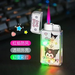 新款閃燈三麗鷗庫洛米卡通打火機紅火焰防風充氣送男友禮物代發