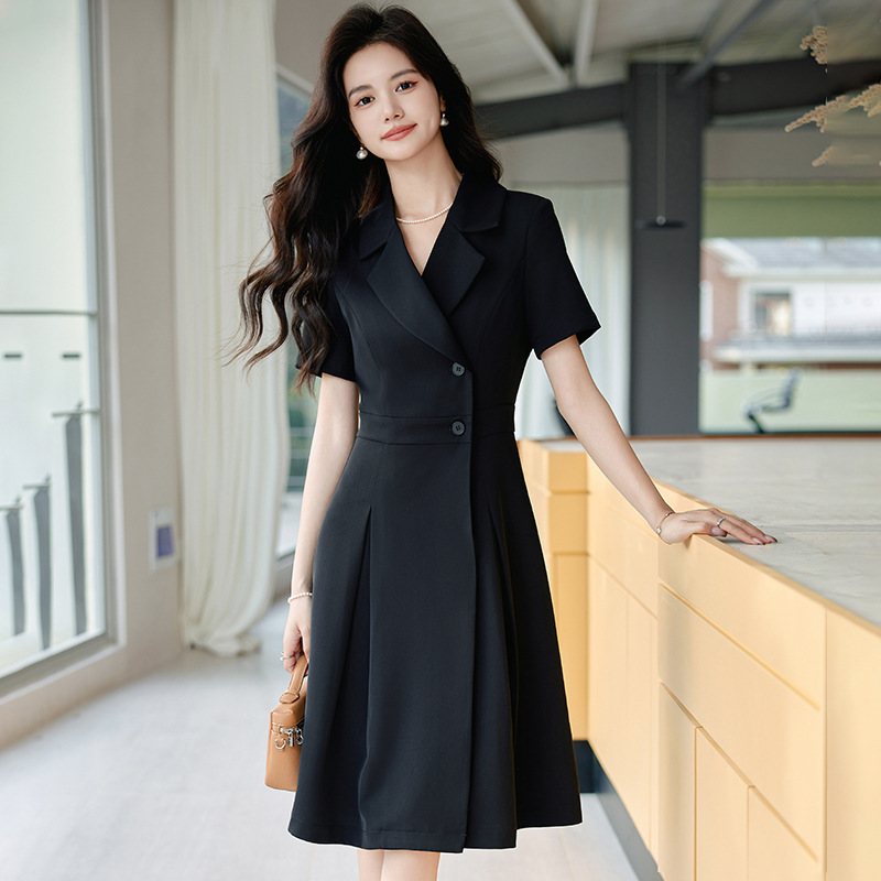Black Suit dress Women's 2024 Summer New Goddess Fashion Elegant Formal Occasion Long dress