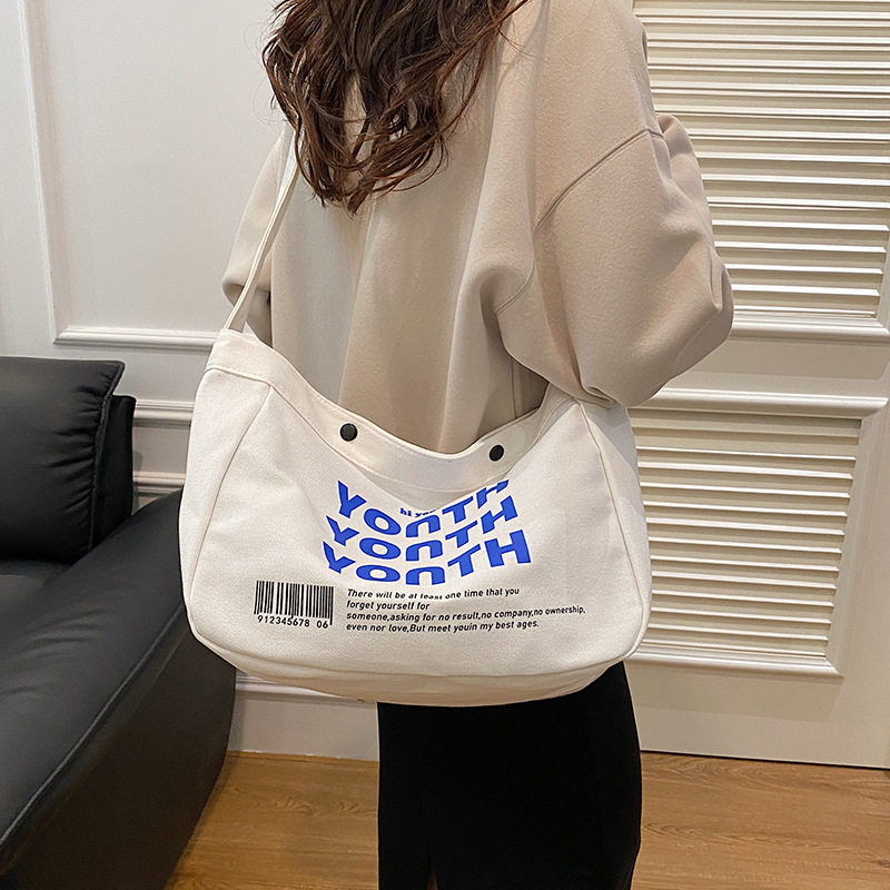 Korean-style canvas bag, artistic Japanese-style Instagram simple single-shoulder bag, school student schoolbag, men's large-capacity commuting bag undefined