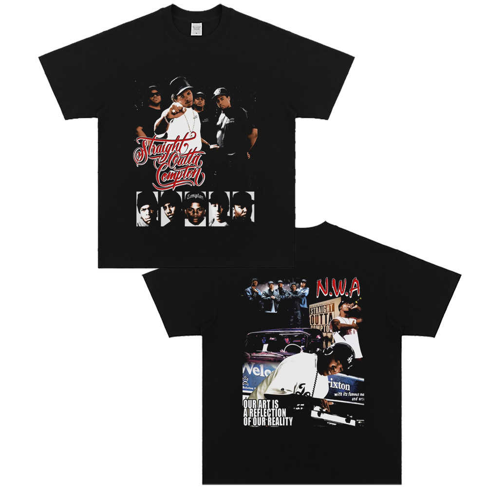 West Coast Rap N.W.A. Digital Direct Jet Washing Made Old American Retro Little Neck Camiseta image 39