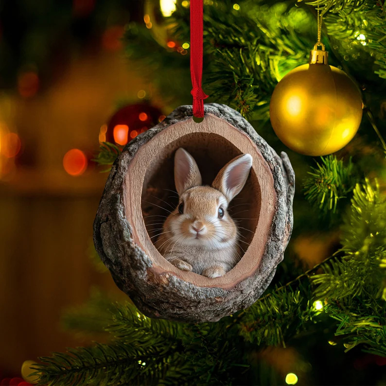 Nuevos búhos transfronterizos, osos, adornos de Navidad, colgantes de árbol de Navidad, colgantes de acrílico de impresión plana 2D