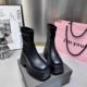 Foreign trade casual leather leather stitching skinny women's boots 2023 autumn new women's comfortable thick heel platform leather boots short boots