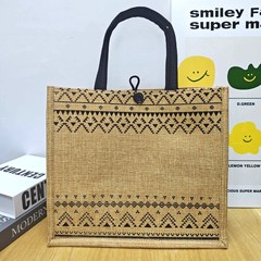 リネンショッピングバッグレディース卸大容量弁当バッグ文芸風綿麻お土産誕生日パーティーお返し