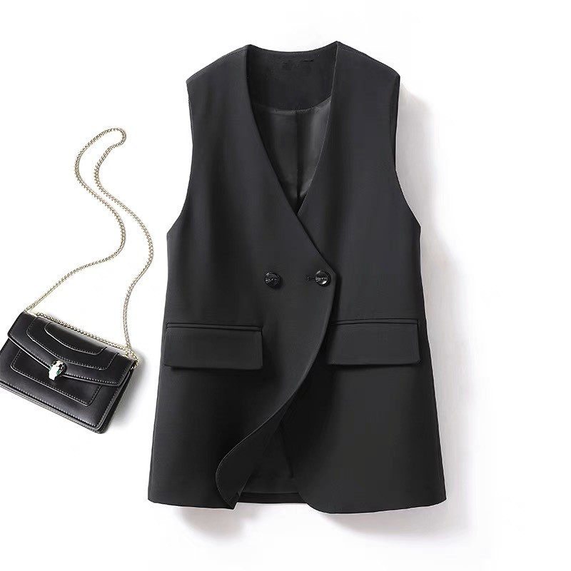 2026 Autumn Collarless Suit Vest Women's Top, Korean Style, Loose V-neck, Sweatshirt, Jacket, Small Vest for Women