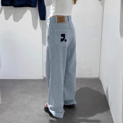 韓国潮牌2025春の新型ベルベットRR刺繍コーデュロイ長ズボン女性ゆるいストレートカジュアルパンツ