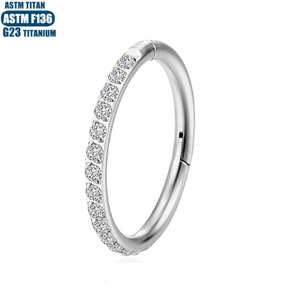 F136 Titanium Nose Ring Multi-Layer Diamond-Studded Seamless Ring Nose Septum Ring Ear Cartilage Piercing Earring Piercing Jewelry Ear Bone Ring detail image 16