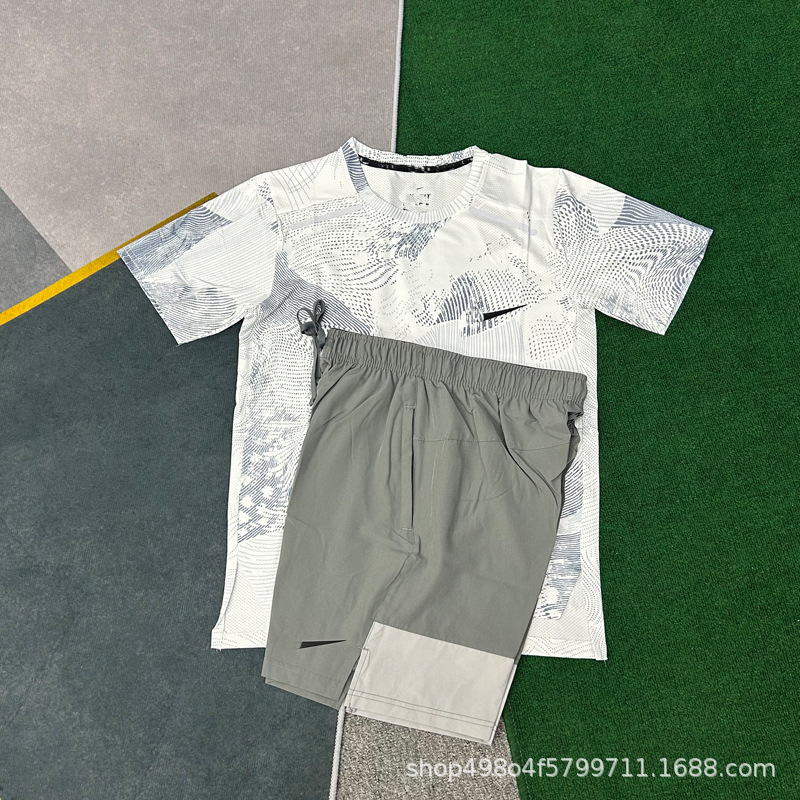 Summer Track and Field Colorful Quick-Drying Short-Sleeved Men's Loose-Fitting Sports Fitness Running Suit Ice Silk Quick-Drying Training Suit Wholesale Summer Track and Field Colorful Quick-Drying Short-Sleeved Men's Loose-Fitting Sports Fitness Running Suit Ice Silk Quick-Drying Training Suit Wholesale