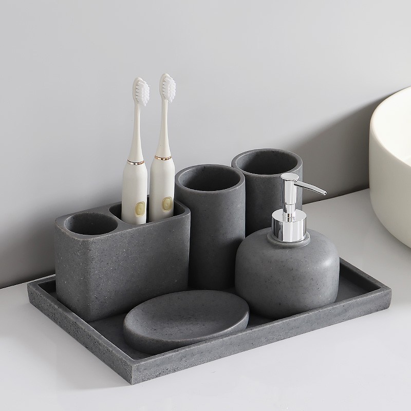 Juego de artículos de baño de cinco piezas, juego de vasos para cepillos de dientes, soporte para cepillos de dientes, lavabo de pared