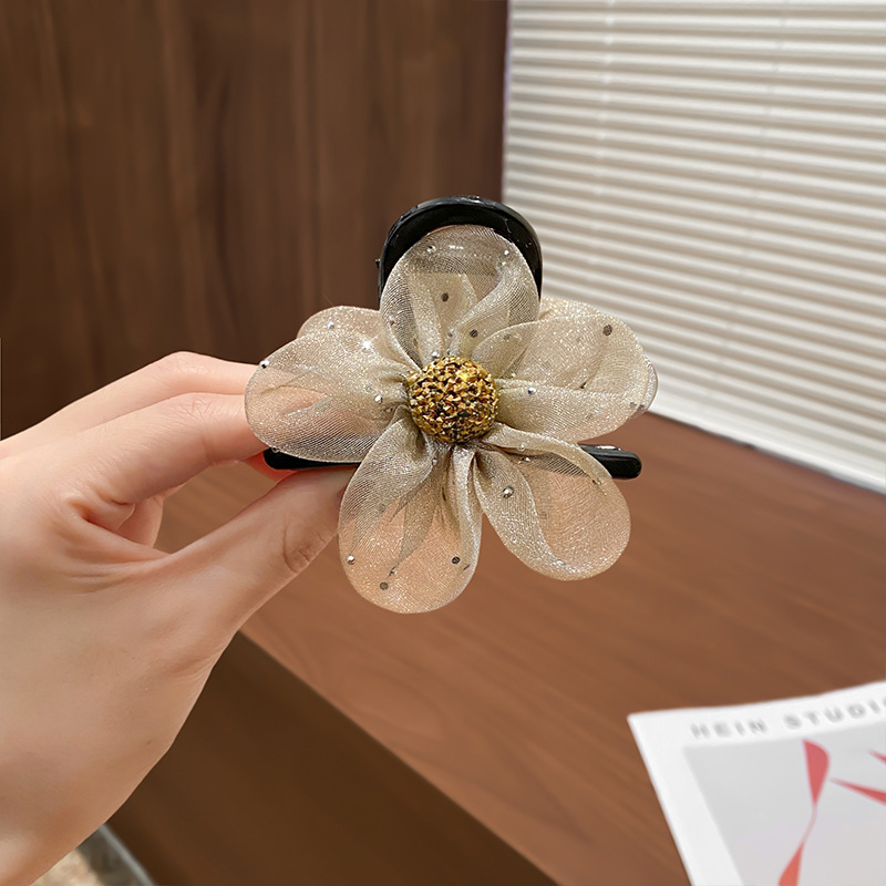 Diamante de malla sol clip clip de cabello de cola de caballo alta sensación de alta calidad clip de cabello versátil detrás del cerebro clip de pescado adornamiento para el cabello