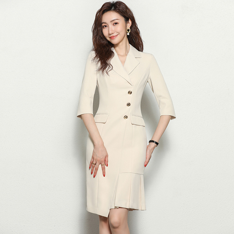 2026 Summer Short-Sleeved Suit Dress, Elegant Professional Attire, Sales Department, Beauty Salon Work Clothes, Commuting Business Attire