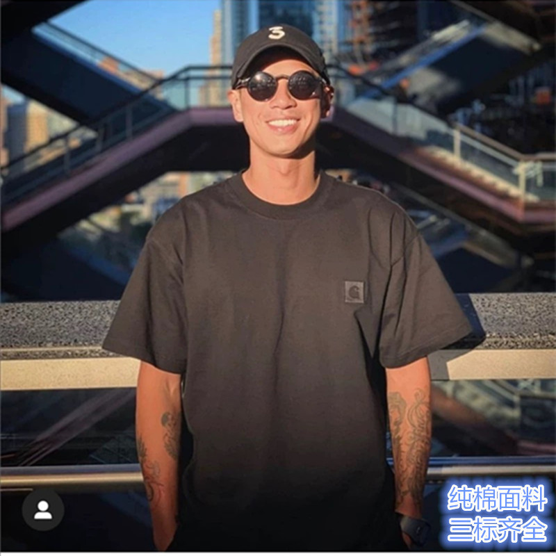 2025 Summer New Carhartt Short-Sleeved Men's T-Shirt Youth Trendy Brand Men's Heavy American Retro