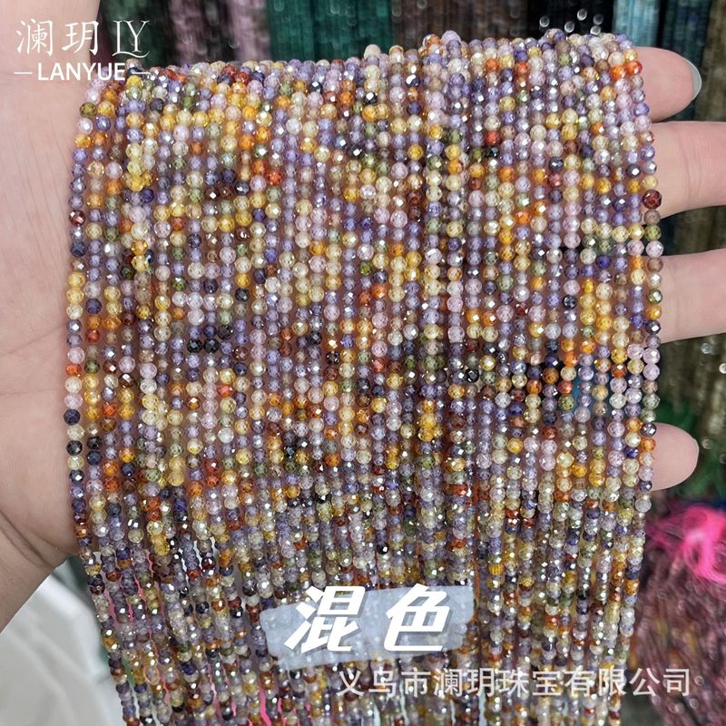 ジュエリー2 ~ 4mm超フラッシュカラー水晶ジルコン切断面半製品卸売り手作りdiyネックレス散珠|undefined