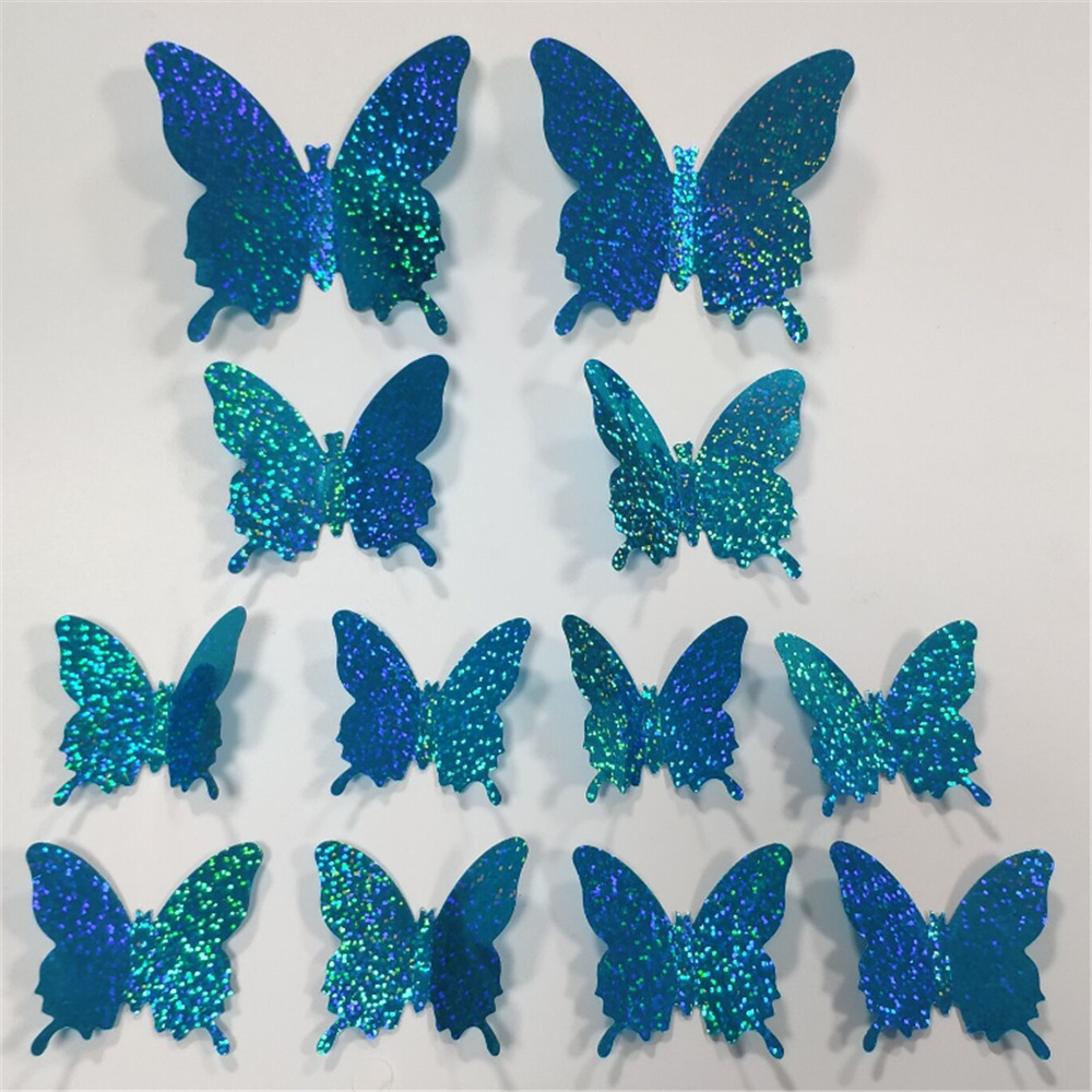 Adesivos de parede borboletas 3d com glitter para sala_voghion.com