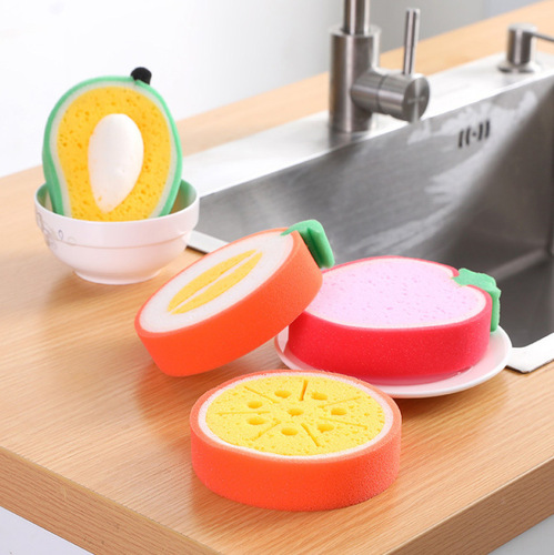 Fruit sponge dishcloth strong decontamination dish towel kitchen thickened scouring pad dishwashing wipe Yiwu wholesale