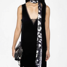 跨境电商Z@@V新品蕾丝拼接中长连衣裙真丝丝绒背心款黑色酒红色