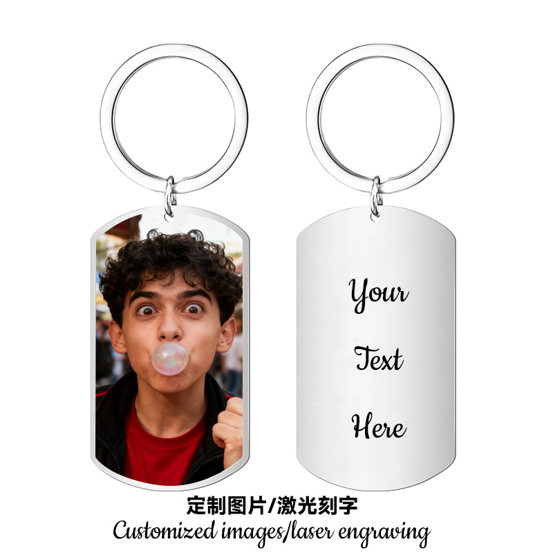 Amazon collar militar de acero inoxidable personalidad europea y americana foto personalizada no desvanecer joyería fábrica de llaveros