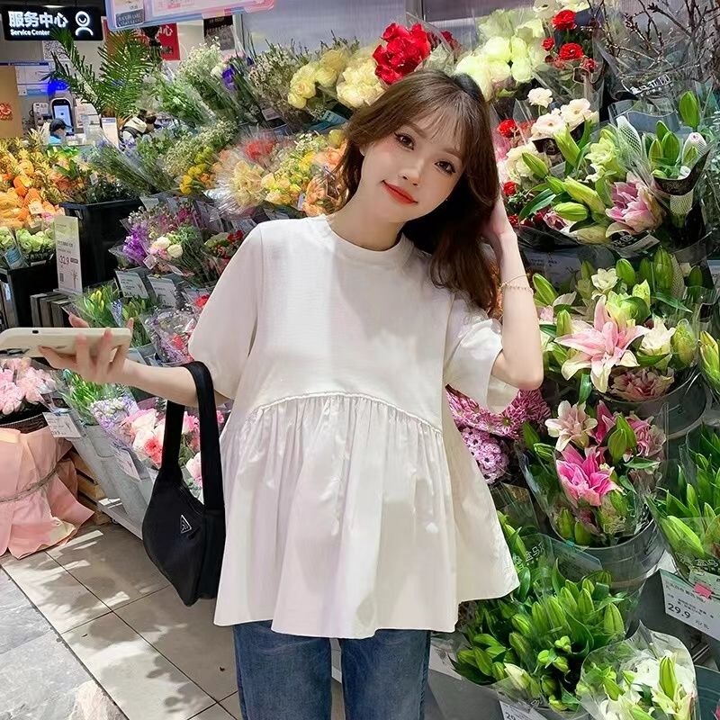 Age-Reducing Maternity Tops, Summer Fashion Short-Sleeved T-Shirts, Maternity Wear, Loose Babydoll Shirts, Casual Plus-Size Tops That Cover the Body Age-Reducing Maternity Tops, Summer Fashion Short-Sleeved T-Shirts, Maternity Wear, Loose Babydoll Shirts, Casual Plus-Size Tops That Cover the Body