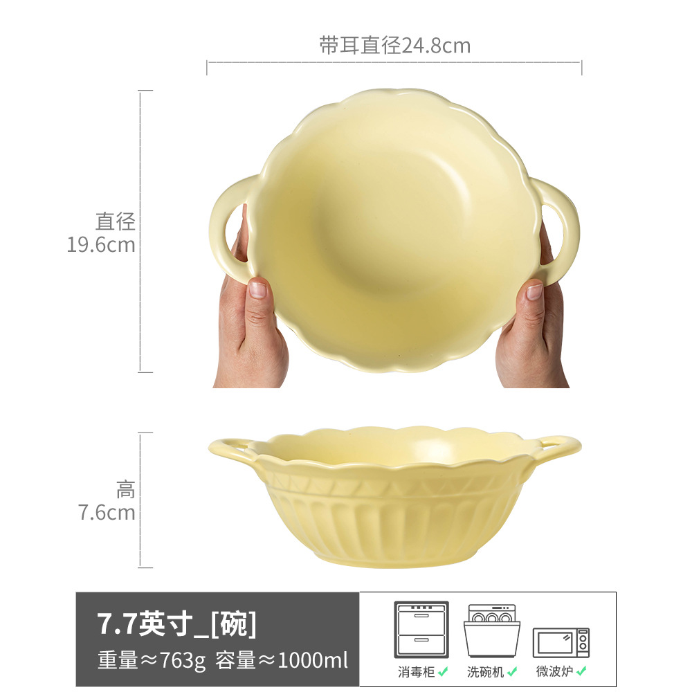 Tazones de orejas creativos de alto valor, una gran colección de vajillas prácticas, tazones de cerámica, tazones de sopa para el hogar que no están calientes, tazones de fideos retro