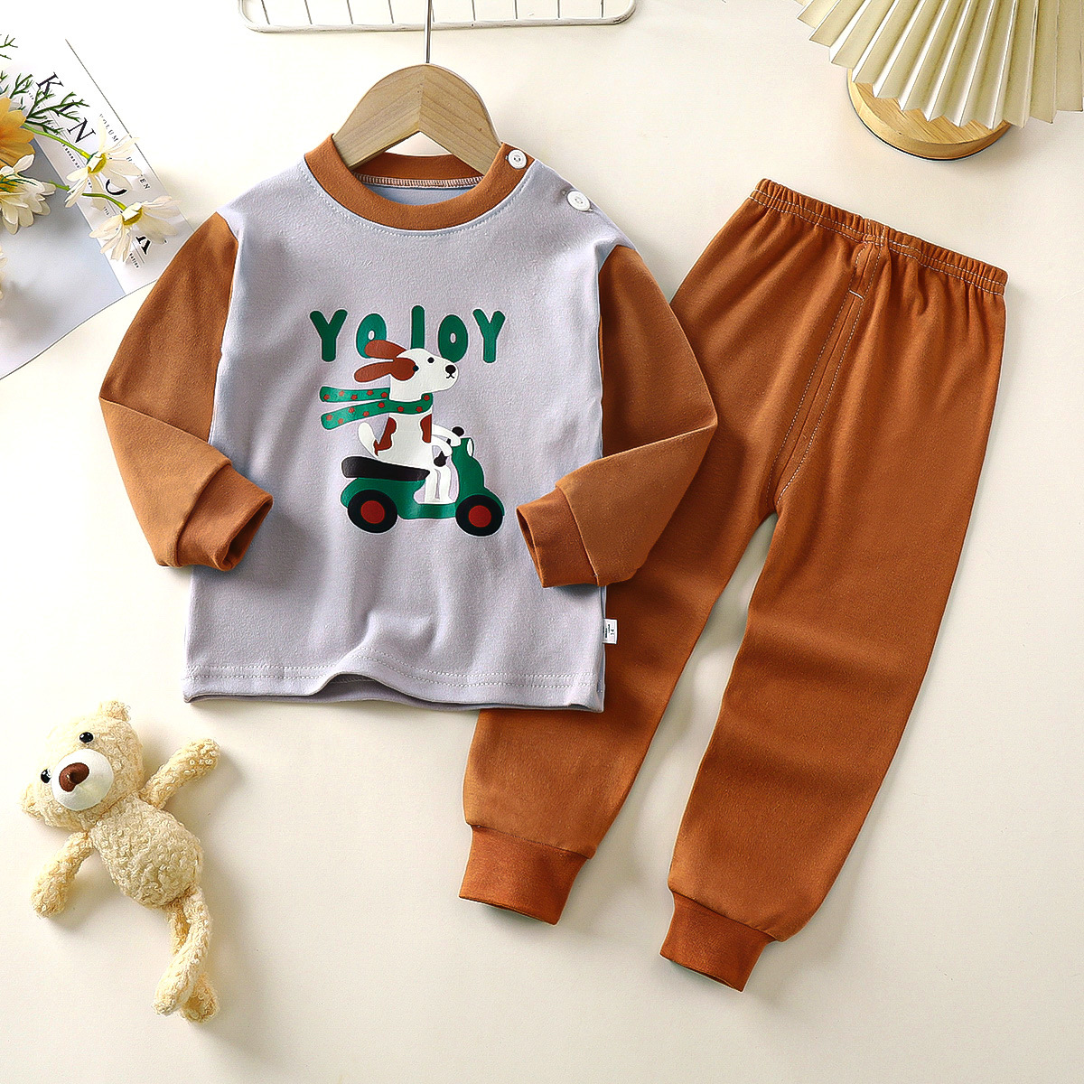 T-M 순면 슈트 (배색 강아지 운전)