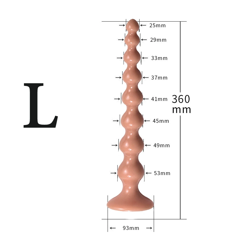 Anal Beads Plug, long 35.5 cm with strong suction base, multi-size (S/L)