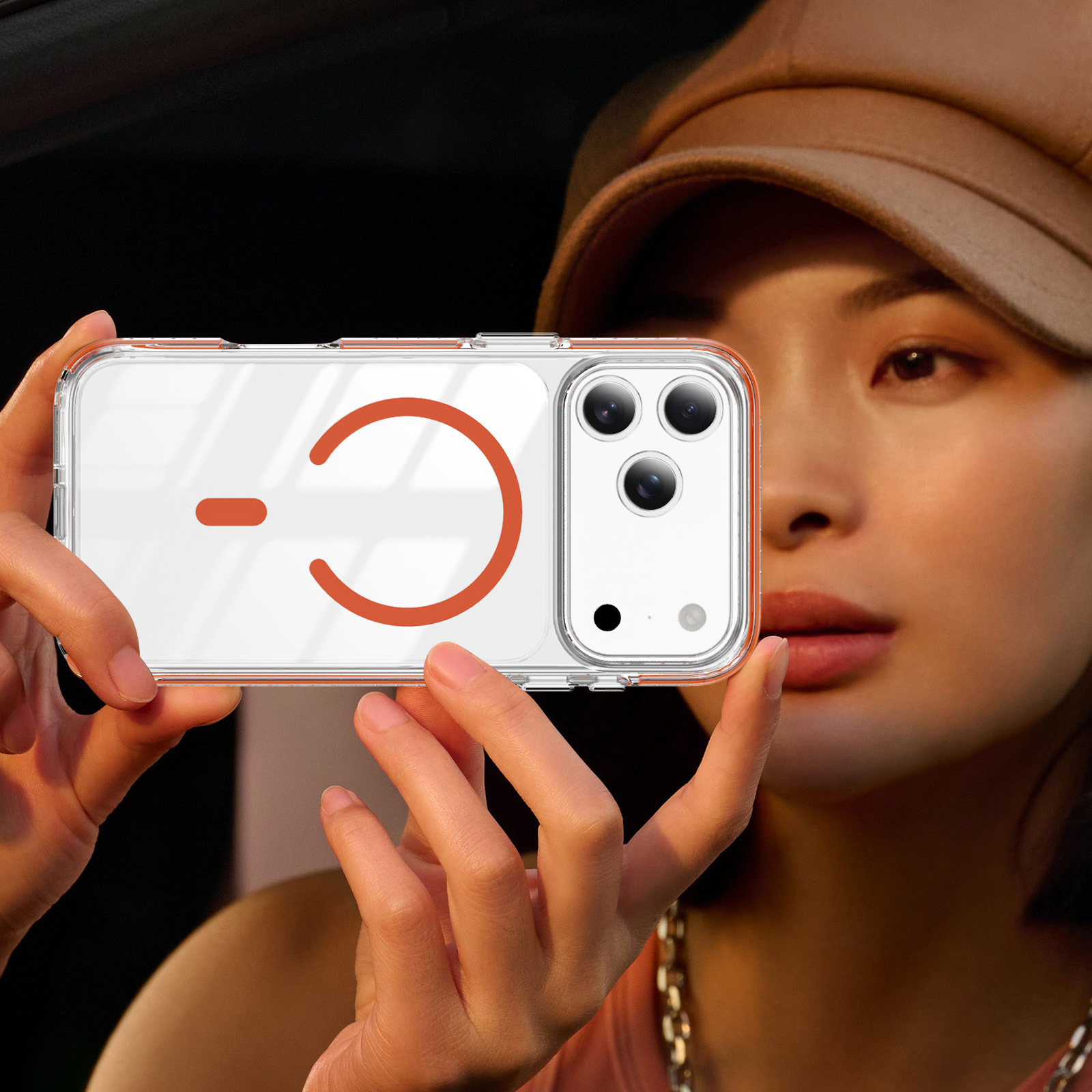 适用于iPhone17Pro Max新品透明磁环手机壳16晶盾彩条防摔盔甲壳