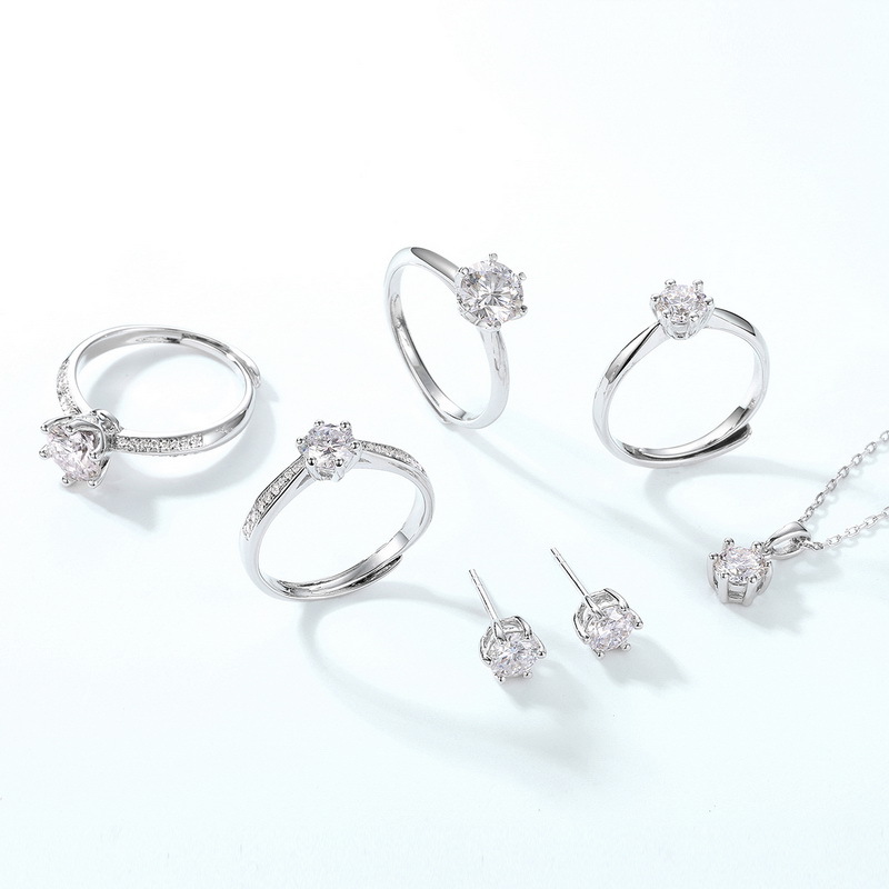 Wilsheng joyería simple s925 plata de seis garras con incrustaciones de moissanite pendientes de comercio exterior transfronteriza al por mayor Super Flash pendientes