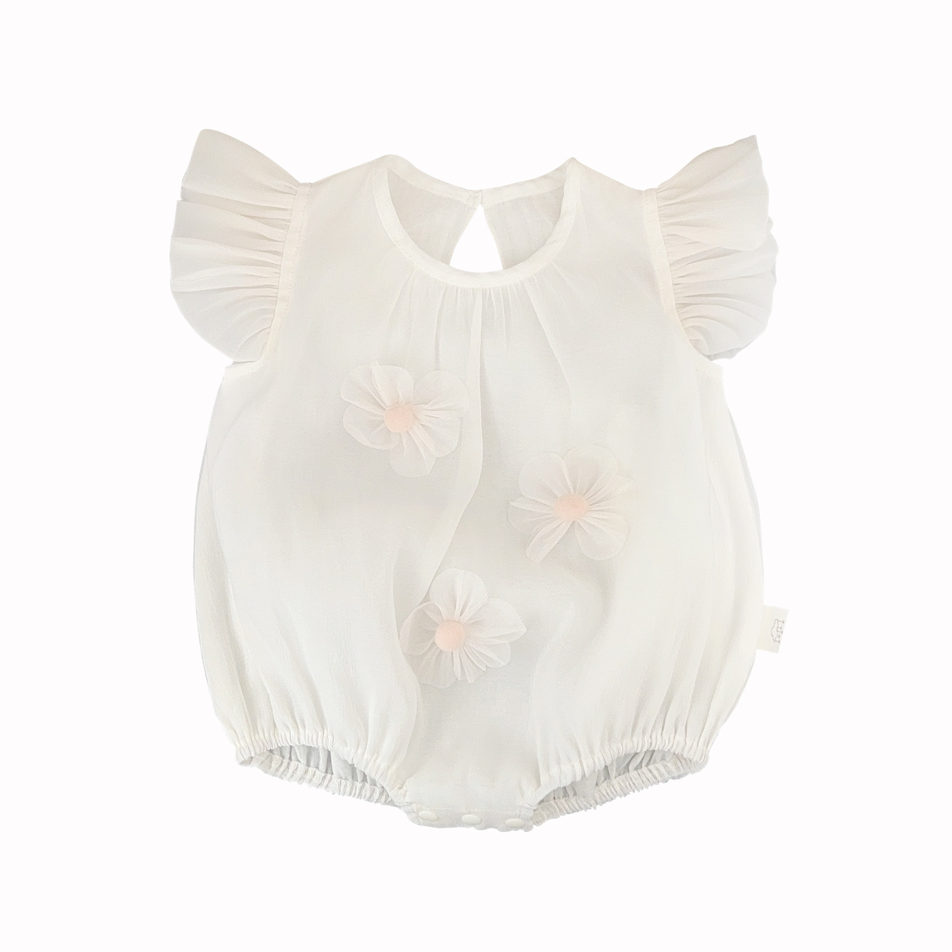 Corea ins bebé bebé niña ropa para niños encaje mangas voladoras verano sección delgada gasa dulce flor sección delgada mamelucos