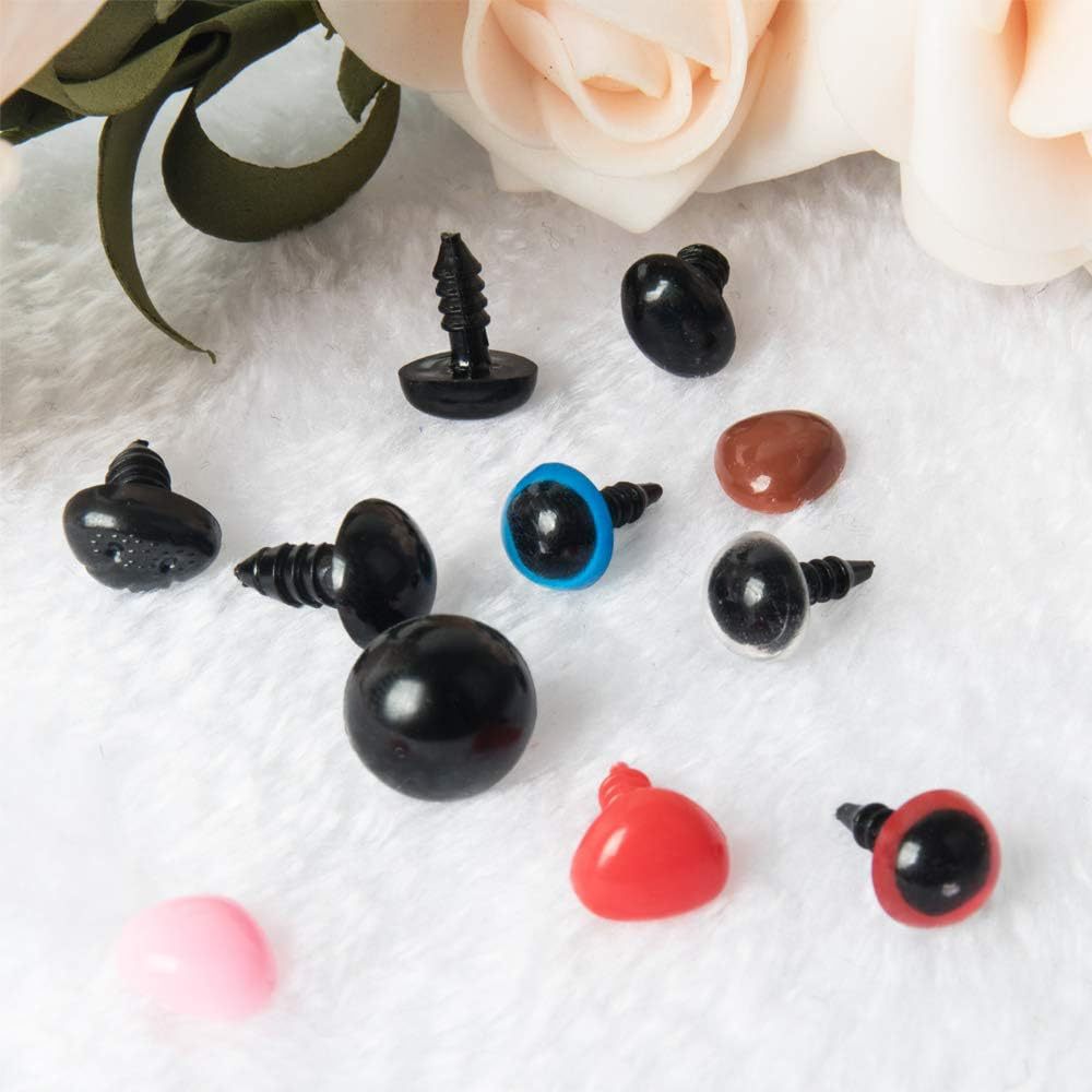 Set de 1040 piezas de ojos y narices de plástico negro para muñecas, accesorios DIY en caja de almacenamiento