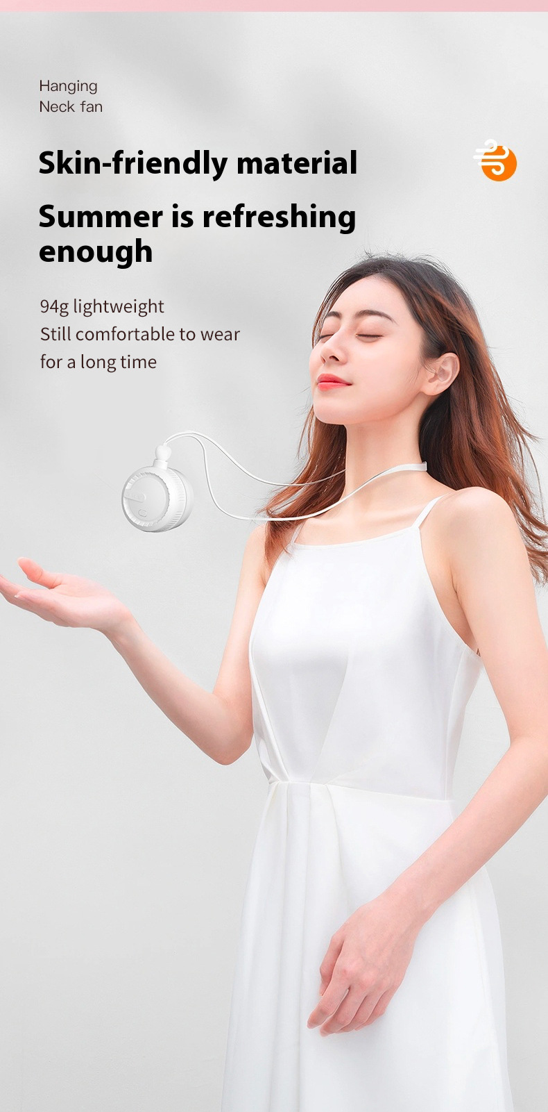 Portable Neck Fan Bladeless Usb Rechargeable Silent Cooling Fan_voghion.com