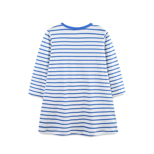 AostaBetty Autumn New Women's Children's Dress European and American Style Children's Princess Dress Striped Patchwork Bag Children's Dress