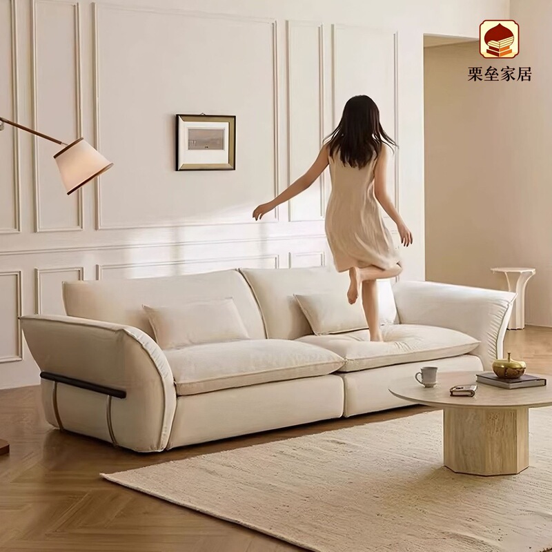Wenyun sofa fabric, vintage cream style, removable and washable, white petal French style, small apartment living room sofa